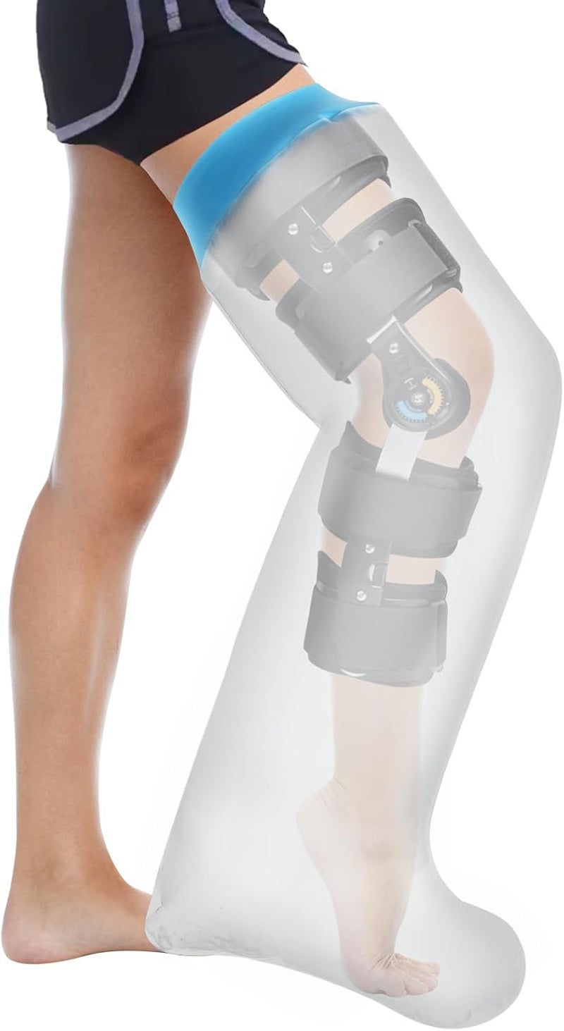 Qinaoco Waterproof Extra Wide Full Leg Cast Cover for Shower Adults, Extra Large Full Leg Shower Cover, Watertight Silicone Foot Protector for Plus Size Adults Surgery Shower Boot - Image 1